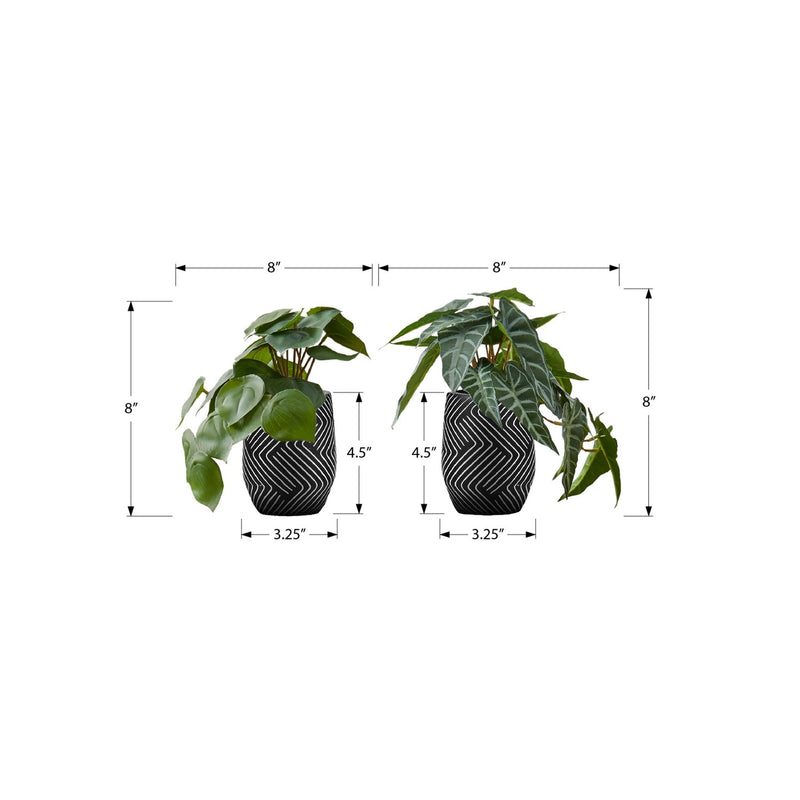 Set of 2 artificial Alocasia plants by 8th Street, featuring large leafy green foliage perfect for home decor decor.