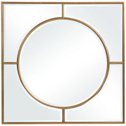 Uttermost Stanford Square Wall Mirror with gold frame, featuring a sleek modern design and reflective glass surface.