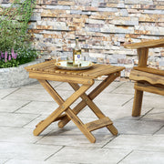 Outdoor folding wooden side table by Noble House, featuring a compact design with a natural wood finish for patio or garden use.