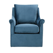 Swivel Chair With Curved Arms And Straight Back - Blue - R&R Furniture Gallery (Fountain Valley, CA)
