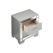 Silver Champagne Madison accent nightstand by Glory Furniture with sleek design and modern silver finish.