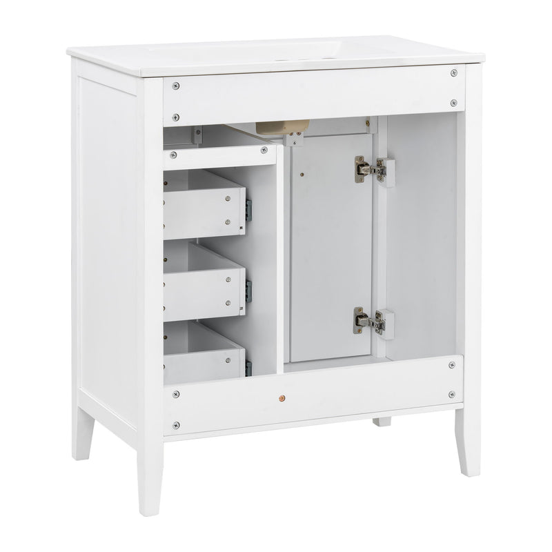 Bathroom Vanity With Sink, Freestanding Design, Soft Close Doors & Drawers - White