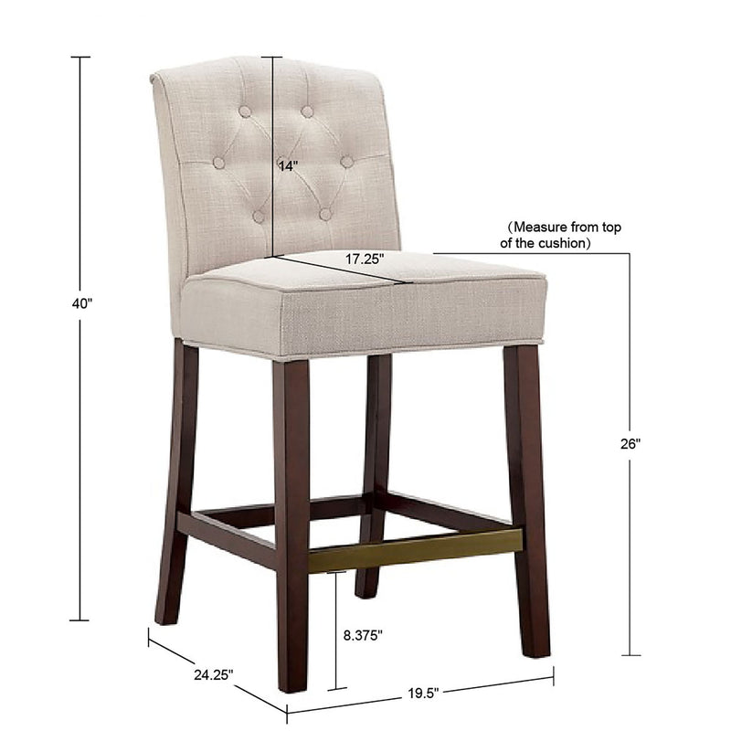 Tufted Counter Stool With Button Tufted Back - Tan - R&R Furniture Gallery (Fountain Valley, CA)