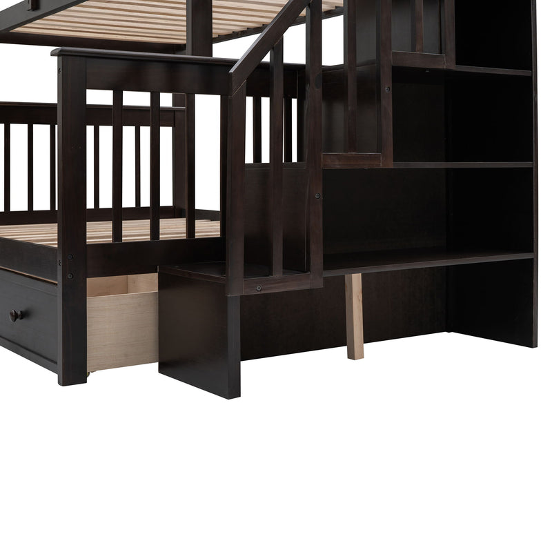 Stairway Bunk Bed With Storage And Guard Rail For Bedroom - R&R Furniture Gallery (Fountain Valley, CA)