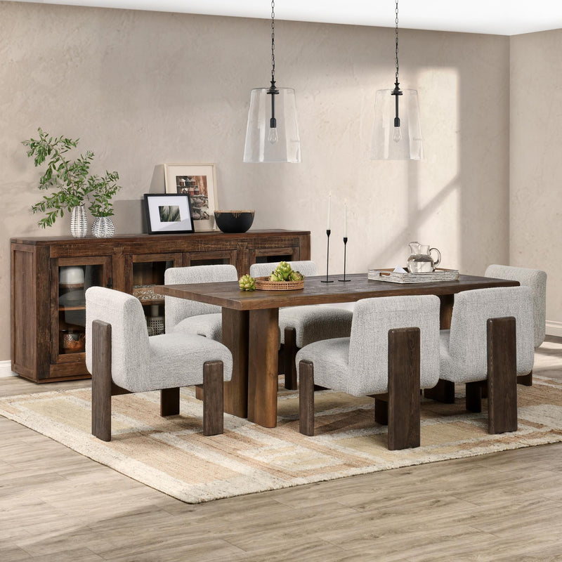 Natural wood Jett 4-door buffet cabinet by Classic Home with sleek design and spacious storage, shown in a natural finish.