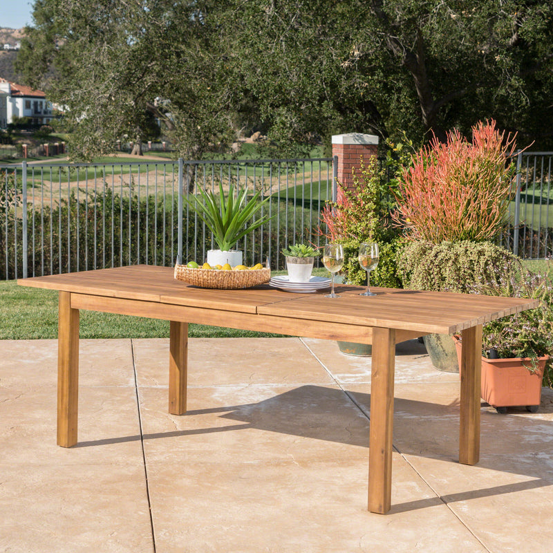 Wilson - Expandable Dining Table With Slat Design - Teak Acacia Wood - R&R Furniture Gallery (Fountain Valley, CA)
