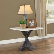 Romina - End Table - White Marble Top & Weathered Espresso - R&R Furniture Gallery (Fountain Valley, CA)