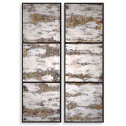 Pair of black Rahila antiqued wall mirrors by Uttermost, featuring ornate antique-style frames for elegant wall decor.