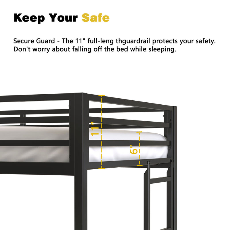 Adam - Twin Loft Bunk Bed With Cinnamon Wood Desk And Closet Rod - Black - R&R Furniture Gallery (Fountain Valley, CA)