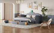 Upholstered Daybed With Cloud-Shaped Backrest, Trundle & 2 Drawers And USB Ports - R&R Furniture Gallery (Fountain Valley, CA)