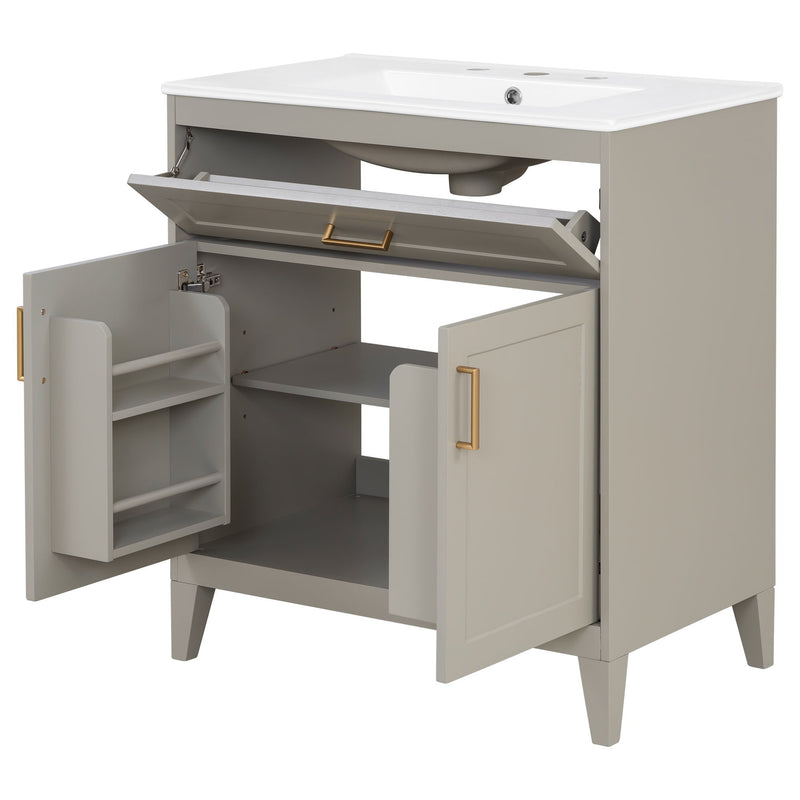 Bathroom Vanity With Sink Top, Adjustable Shelf, Door Organizers