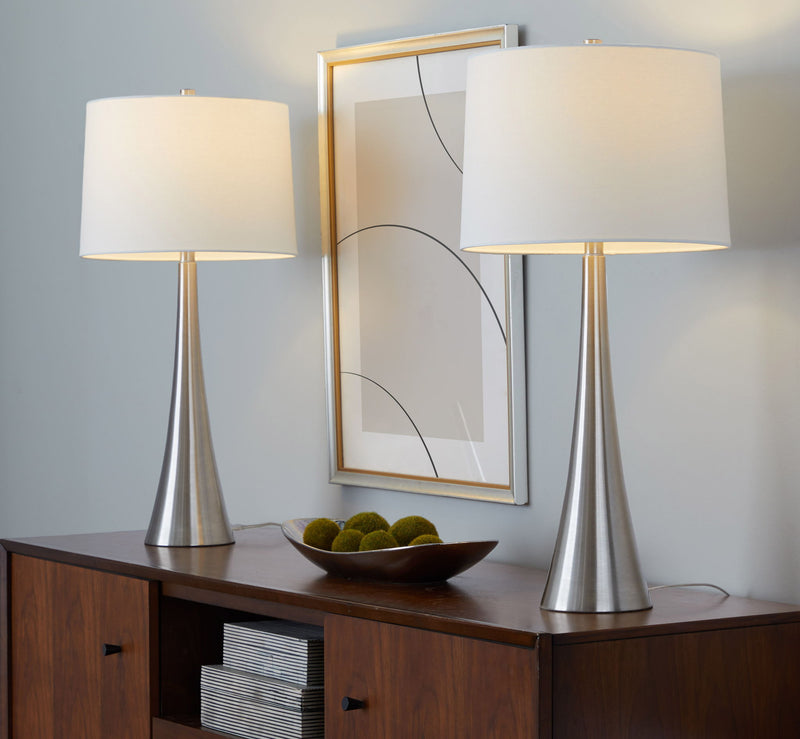 Lumi Source Diana contemporary table lamp set with modern design, featuring sleek bases and fabric shades, perfect for stylish lighting.