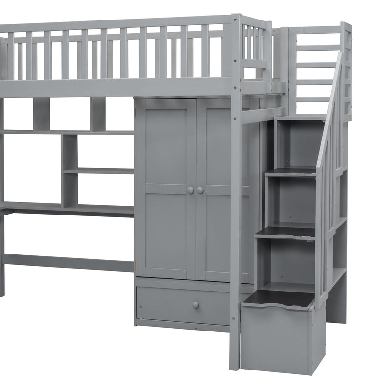 Loft Bed With Bookshelf, Drawers, Desk, And Wardrobe - R&R Furniture Gallery (Fountain Valley, CA)