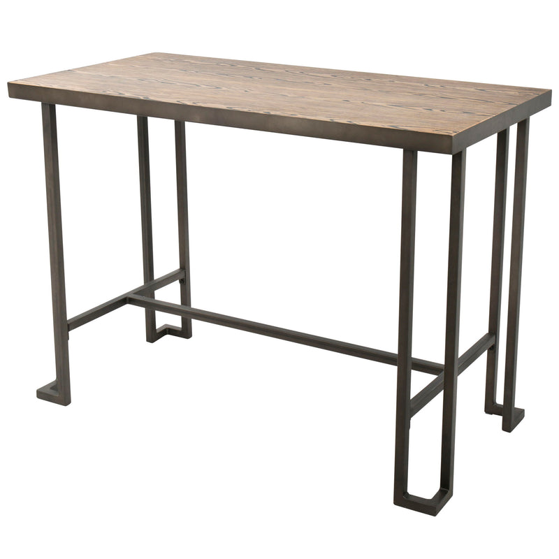 Lumi Source Roman industrial counter table with metal frame and wooden surface, ideal for modern kitchen or bar area.