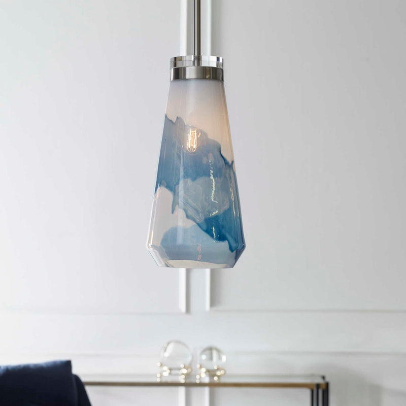 Uttermost Windswept 1 Light Mini Pendant in blue and white with a sleek, modern pendant lighting design.