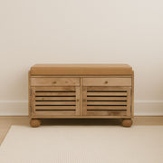 Shutter Shoe Rack With 2 Drawers - Beige - R&R Furniture Gallery (Fountain Valley, CA)