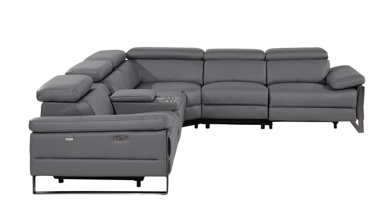 1246 - 6-Piece L-Shaped Modular Power Reclining Sectional With 3 Power Recliners And Power Headrests