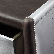 Brancaster - Executive Writing Desk - Distress Chocolate Top Grain Leather & Aluminum - R&R Furniture Gallery (Fountain Valley, CA)