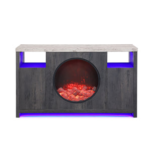 Nancy - Entertainment Unit With Bluetooth Speaker And LED Lighting - Gray
