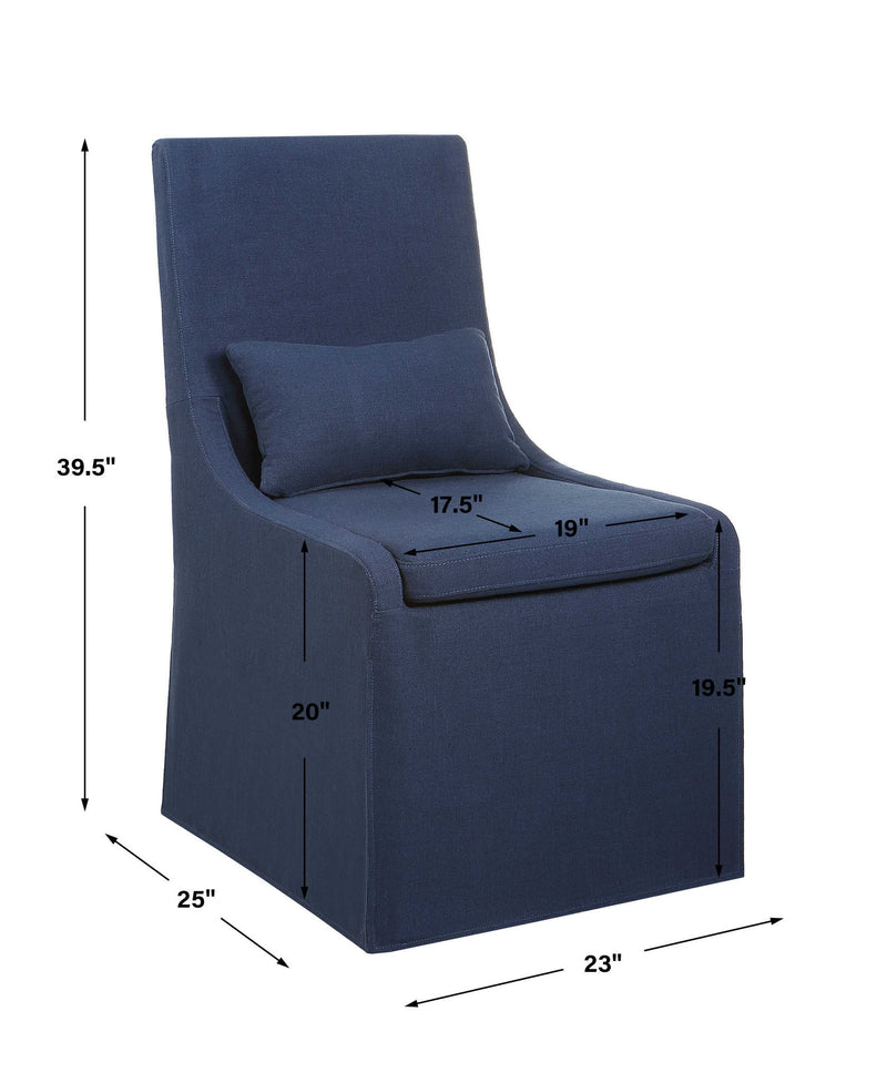 Uttermost Coley armless side chair with upholstered seat and wooden legs, showcasing modern design and neutral fabric.