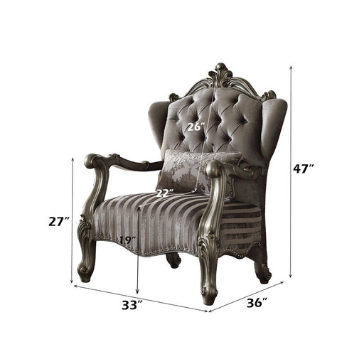 Versailles - 47" Chair With Pillow - Velvet & Antique Platinum - R&R Furniture Gallery (Fountain Valley, CA)