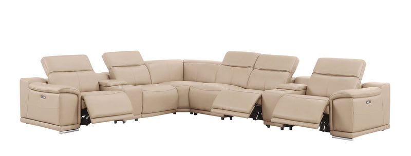 2679 - 8-Piece L-Shaped Power Reclining Sectional In Genuine Leather (3 Recliners)