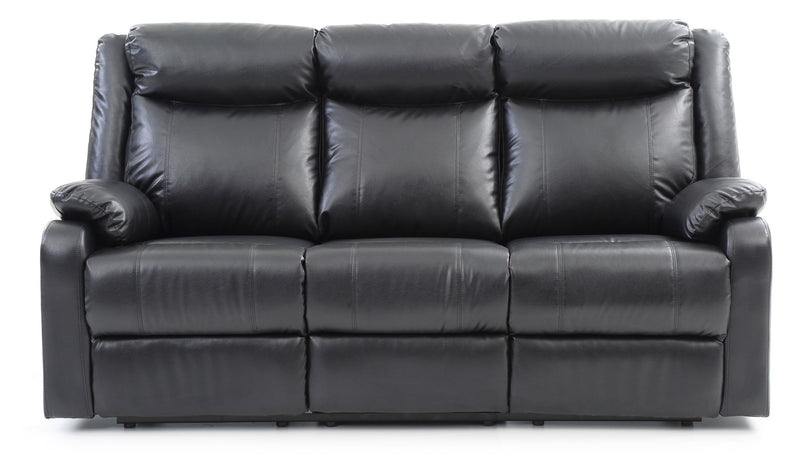 Glory Furniture contemporary three seater reclining sofa with plush cushions and modern design, perfect for living room relaxation.