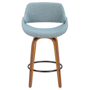 Lumi Source Fabrico mid-century modern counter stool with wooden legs and cushioned seat at 24-27 inch height.