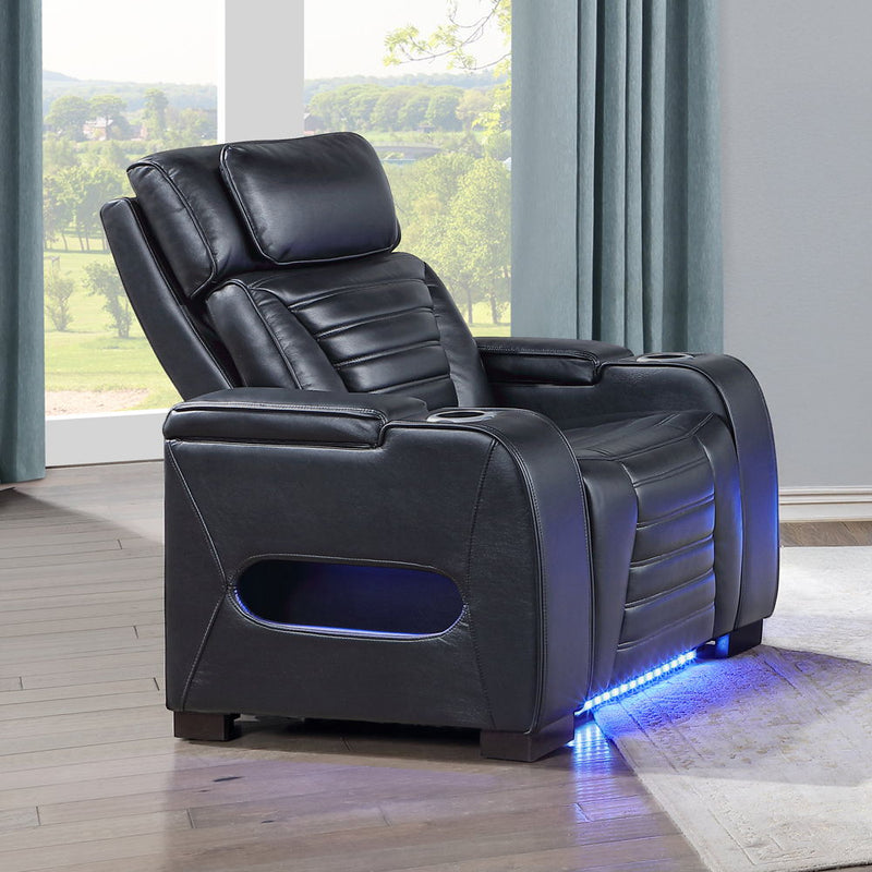 Ephron - Power Motion Recliner With Power Headrest & LED - Black - R&R Furniture Gallery (Fountain Valley, CA)