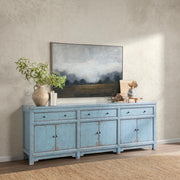 Classic Home Winford 3-drawer, 6-door buffet cabinet with wooden finish and modern design, featuring ample storage space.