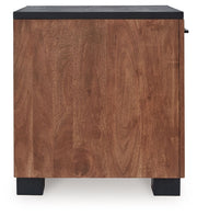 Kallari - Chair Side End Table - Warm Brown / Black - R&R Furniture Gallery (Fountain Valley, CA)