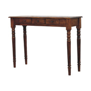 Artisan Furniture turned legs drawer console table with wooden finish, featuring a smooth tabletop and storage drawer.