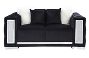 Trislar - Loveseat With 4 Pillows (Same 52526) - Black Velvet - R&R Furniture Gallery (Fountain Valley, CA)