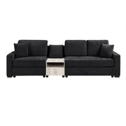 Noble House modular stationary sofa with storage armrest and center console, featuring plush cushions and modern design.