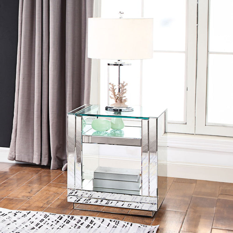 Nysa - 24" End Table - Mirrored & Faux Crystals - R&R Furniture Gallery (Fountain Valley, CA)