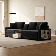 Noble House modular stationary sofa with storage armrest and center console, featuring plush cushions and modern design.