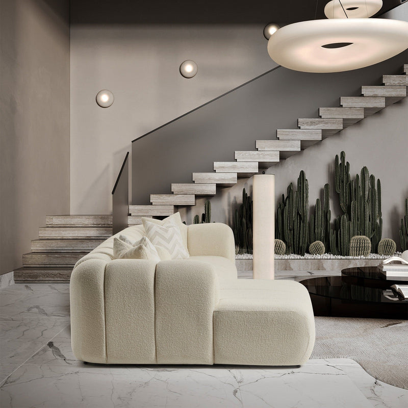 Beatrice - Modern Tufted Right Sectional Sofa - Ivory - R&R Furniture Gallery (Fountain Valley, CA)