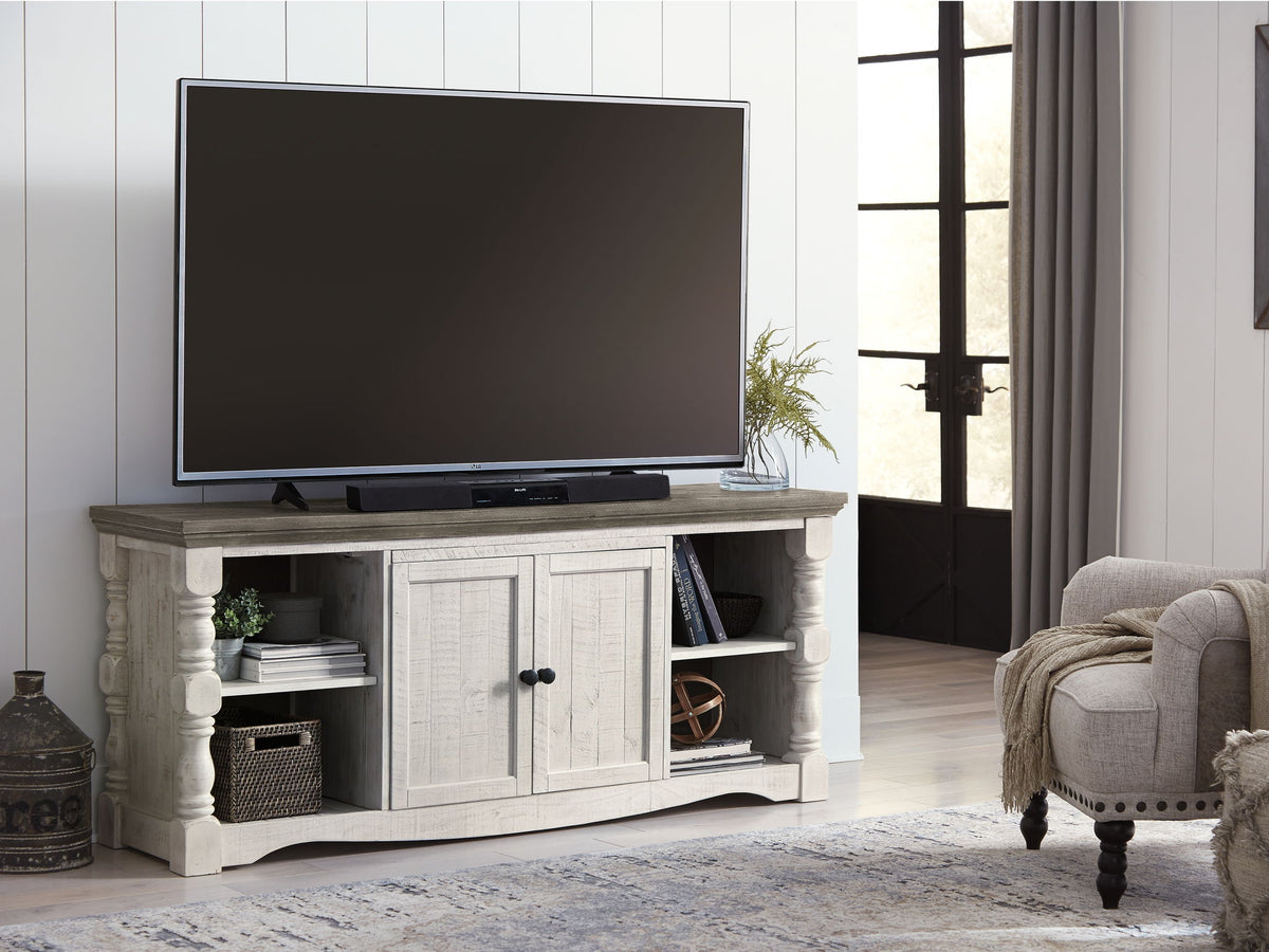 Havalance - Extra Large TV Stand - 2 Doors - Brown / Beige - R&R Furniture Gallery (Fountain Valley, CA)