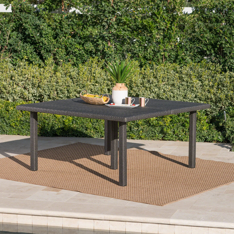 Outdoor Square Rattan Wicker Dining Table - Gray - R&R Furniture Gallery (Fountain Valley, CA)