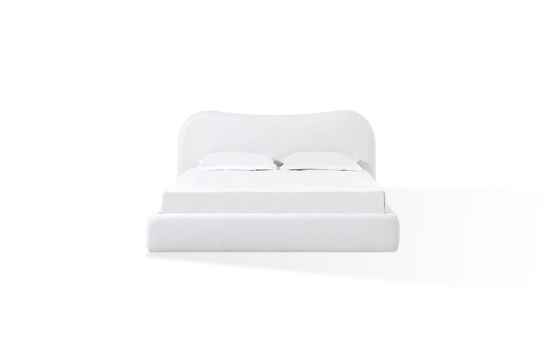 Elena King-size Upholstered Bed in Vanilla Linen