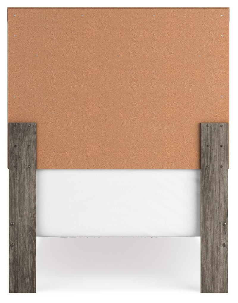 Signature Design by Ashley Ralinksi Panel Bed with sleek wood finish and modern design, showcasing the headboard and frame.