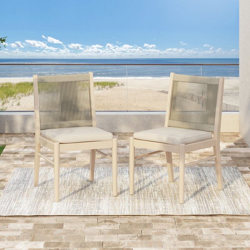 Cordoba - Dining Chair (Set of 2) Comfortable Armless Chairs - Beige - R&R Furniture Gallery (Fountain Valley, CA)