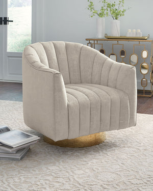 Penzlin - Swivel Accent Chair - Pearl - R&R Furniture Gallery (Fountain Valley, CA)