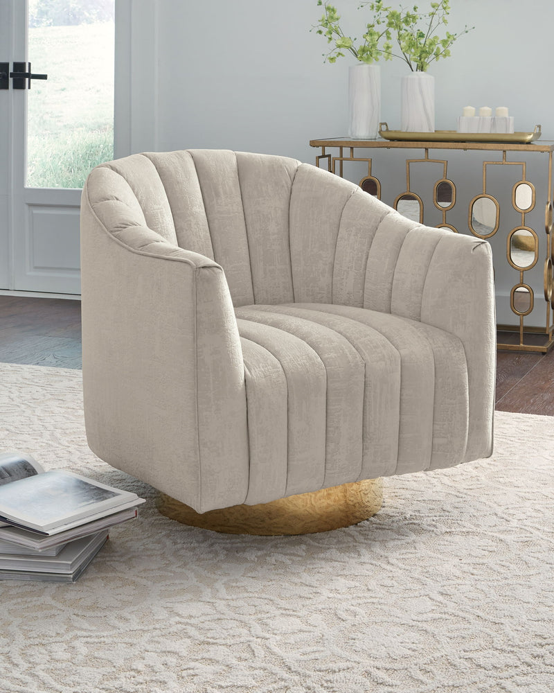 Penzlin - Swivel Accent Chair - Pearl - R&R Furniture Gallery (Fountain Valley, CA)