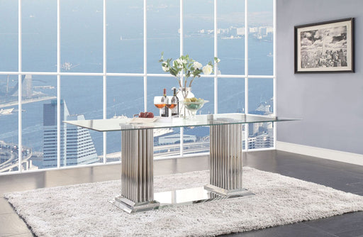 Cyrene - Dining Table - Clear Glass Top & Stainless Steel - R&R Furniture Gallery (Fountain Valley, CA)