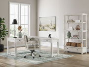 Signature Design by Ashley Robbinsdale 3-piece home office set with desk, chair, and storage cabinet in a modern workspace style.