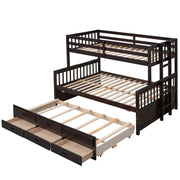 DreamHaus bunk bed with twin size trundle and built-in drawers, featuring a sturdy wooden frame and space-saving design