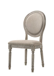 Faustine - Side Chair (Set of 2) - Tan Fabric & Salvaged Light Oak - R&R Furniture Gallery (Fountain Valley, CA)