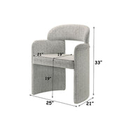 Set of two ACME Kyree arm chairs with chenille upholstery and walnut wooden legs, showcasing modern, comfortable seating.