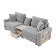 Noble House modular sofa couch with storage armrest and center console, featuring plush cushions and modern design.